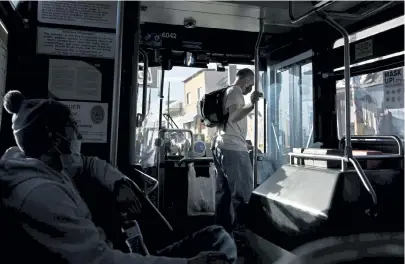  ?? Photos by Eric Lutzens, The Denver Post ?? Passenger Dana Feyhl, traveling to see a friend, disembarks a westbound RTD route 16 bus on West Colfax in Lakewood on Wednesday.