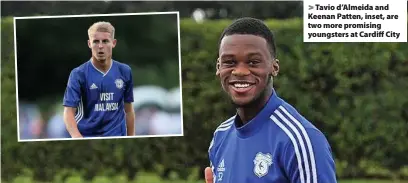  ??  ?? > Tavio d’Almeida and Keenan Patten, inset, are two more promising youngsters at Cardiff City