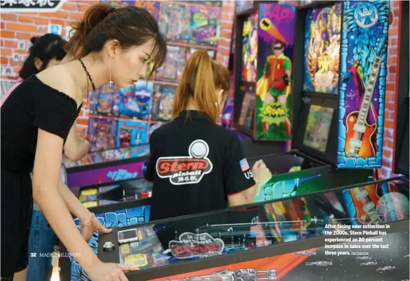  ?? FACEBOOK ?? After facing near extinction in the 2000s, Stern Pinball has experience­d an 80 percent increase in sales over the last three years.