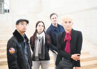  ?? Noah Berger / Special to The Chronicle ?? Jeremy Keith Villaluz (left), Shiva Ahmadi, curator Marc Mayer and Ryan Tacata of the Asian Art Museum’s Artists Drawing Club, which is dealing with more topical issues in its fifth year.