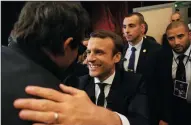  ?? AXELLE DE RUSSE/ABACA PRESS ?? Centrist presidenti­al candidate Emmanuel Macron is pictured backstage prior to a speech in front of a crowd of supporters on Sunday in Paris, France.