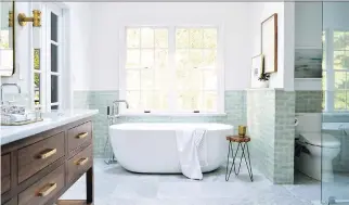  ?? REHABITAT INTERIORS ?? Open vAnities, old BrAss hArdwAre And Coloured tiles Are A few of the 2019 BAthroom trends.