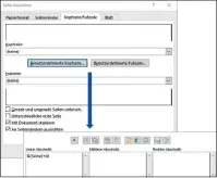  ?? ?? Rechts: Excel bietet ein eigenes Register Kopfzeile/ Fußzeile, über das sich unter anderem benutzerde­finierte Zonen einrichten lassen.