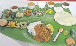  ?? Supplied ?? A WEDDING-style lunch served on banana leaves – a feast dreamed of by the writer, who used to relish it while holidaying in Chennai. |