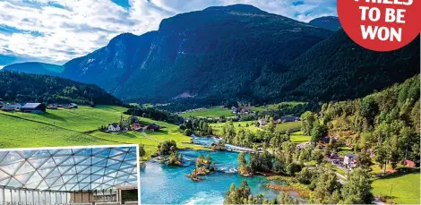  ??  ?? Majestic: Win a fantastic cruise around the Norwegian fjords, above. Far left, the brand-new flagship Iona and, inset, luxury aboard ship