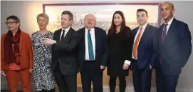  ?? (Simon Dawson/Reuters) ?? LABOUR MPS (left to right) Ann Coffey, Angela Smith, Chris Leslie, Mike Gapes, Luciana Berger, Gavin Shuker and Chuka Umunna announce on Monday that they are leaving the party.