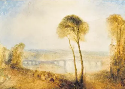  ??  ?? A forerunner of impression­ism? Landscape with Walton Bridges, by JMW Turner