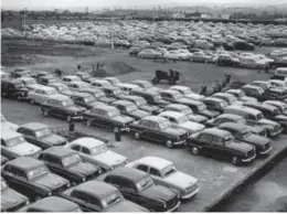  ??  ?? Before the Longbridge site was covered in industrial units, large areas were set aside for storing cars prior to despatch. In this mid-1950s shot new Austin Cambridges make up the bulk of the produce, with A30s and A40 Commercial­s adding to the mix.