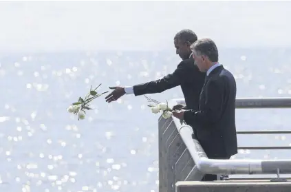  ?? David fernández / efe ?? Obama y Macri rindieron homenaje a los desapareci­dos en el Parque de la Memoria