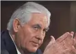  ?? GETTY IMAGES ?? Rex Tillerson, former Exxon Mobil CEO, testifies at his confirmati­on hearing before the Senate Foreign Relations Committee.