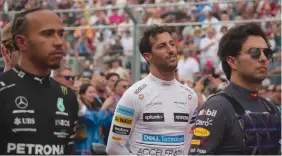  ?? ?? Lewis Hamilton, Daniel Ricciardo and Sergio Pérez in “Formula 1: Drive to Survive”