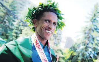  ?? ASHLEY FRASER ?? Ethiopian Yemane Tsegay set the Ottawa course record with a time of 2:06:54 in 2014.