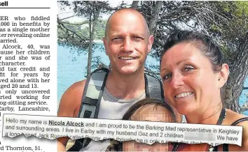  ?? Picture: CAVENDISH ?? Nicola Alcock with husband Gerard and, inset, her dog-sitting profile