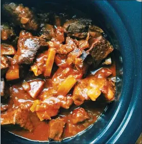  ?? The Associated Press ?? Barbecue beer beef stew from a recipe by Katie Workman.