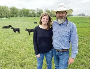  ?? PHOTOS BY NATALIE JONES / STAFF ?? Adam Frantz and his wife, Mia Grimes own Honey Creek Beef, a closed herd cattle farm located at 6350 Addison-new Carlisle Road, just outside of Champaign County in New Carlisle. They launched Honey Creek Beef in 2017.