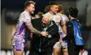  ??  ?? Tony Rowe and Stuart Hogg share a joke after Exeter’s victory in the European Champions Cup final at Ashton Gate. Photograph: Dan Mullan/Getty Images