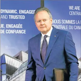  ?? CP PHOTO ?? Bank of Canada Governor Stephen Poloz arrives at a press conference after releasing the June issue of the Financial System Review in Ottawa on Thursday.