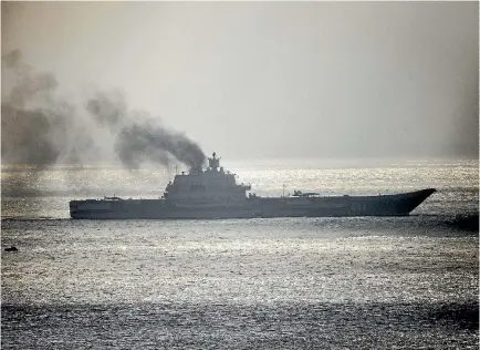  ?? PHOTO: GETTY IMAGES ?? The aging Russian aircraft carrier Admiral Kuznetsov and its escorts have been refused refuelling in Spain.