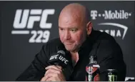  ?? JOHN LOCHER — THE ASSOCIATED PRESS ?? In this 2018 file photo, Dana White, president of the UFC, speaks at a news conference after UFC 229 in Las Vegas.