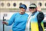  ?? GETTY IMAGES ?? Pistol shooter Anisa Sayyed (right) won Commonweal­th Games gold in 2010 and silver in 2014.