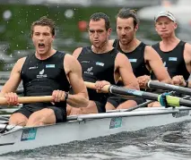  ?? GETTY IMAGES ?? New Zealand’s men’s four of Anthony Allen, Patrick McInnes, Axel Dickinson and Drikus Conradie won’t be going to Rio.