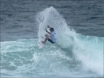  ?? WSL ?? SPRAY IT, DON’T SAY IT: Matt McGillivra­y at the Kommunity Project Great Lakes Pro in Australia.