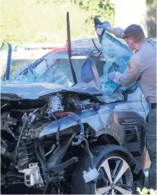  ??  ?? Tiger Woods was badly injured in the car crash in Los Angeles