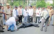  ?? HT FILE ?? On May 20, the SIT with help of forensic experts tried to reconstruc­t the sequence of events by placing a dummy on the spot where Tiwari was found dead.