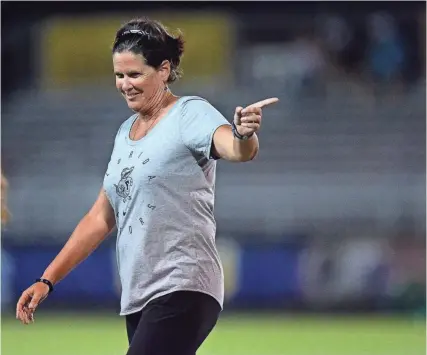  ?? ERIC GLEMSER/UAA ?? UF soccer coach Becky Burleigh had her teams consistent­ly challenge for national and Southeaste­rn Conference titles. Florida’s 14 team titles lead the SEC and the program earned NCAA Tournament berths 22 of the last 25 seasons.