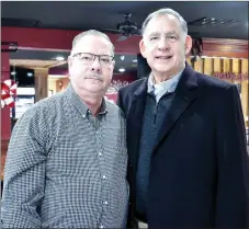  ?? TIMES photograph by Annette Beard ?? U.S. Senator John Boozman (right) recently came to Pea Ridge to have lunch with retiring Mayor Jackie Crabtree.