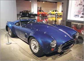  ??  ?? A Shelby Cobra 427 takes pride of place in the “Supercars” exhibition, which includes 30 vehicles.