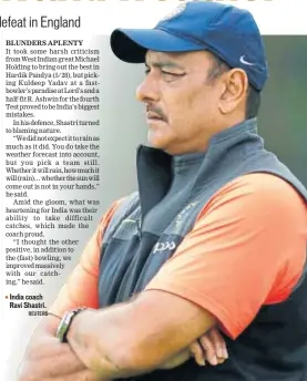  ?? REUTERS ?? India coach Ravi Shastri.