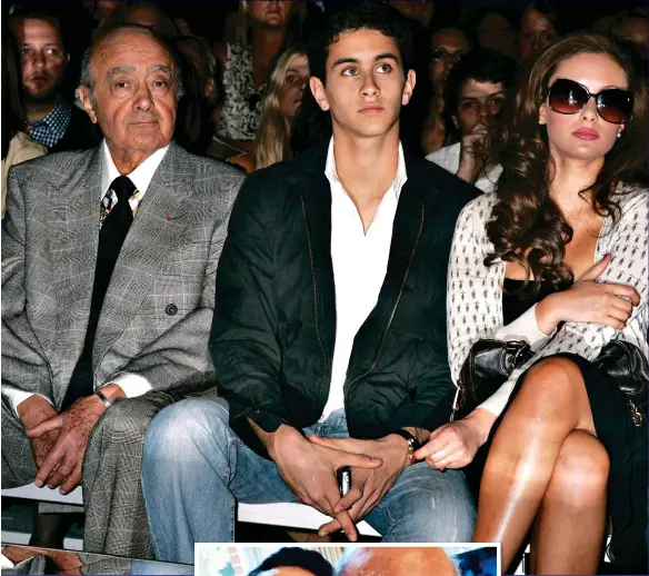  ?? ?? BEFORE THE FEUD: Mohamed Al Fayed with son Omar and daughter Camilla at a fashion show in 2006