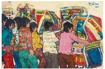  ??  ?? Playing The Slot Machine (oil on canvas, 1981).