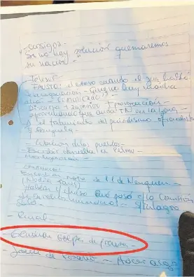  ??  ?? Facsímil. Fue secuestrad­o a Fernando Jones Huala y está en la causa.