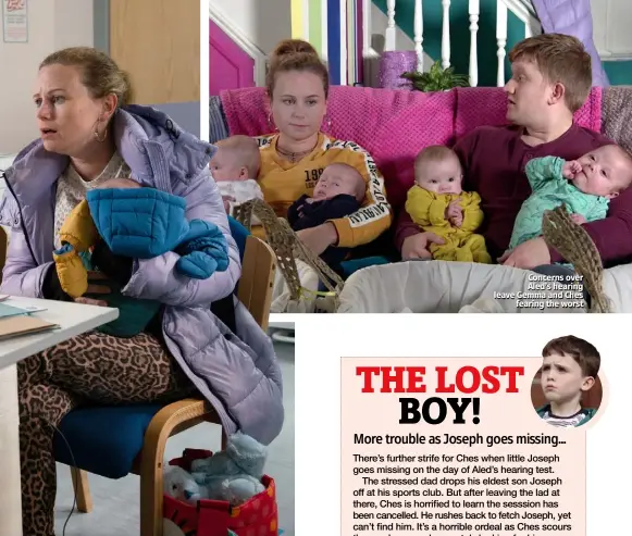  ??  ?? Concerns over Aled’s hearing leave Gemma and Ches fearing the worst