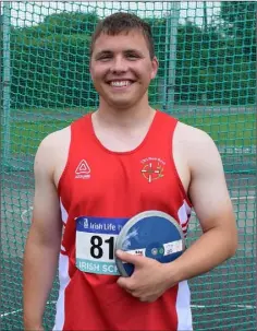  ??  ?? Pádraig Hore of New Ross C.B.S., runner-up in Senior discus and fifth in shot putt.