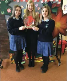  ??  ?? Transition Year students Doireann O’Connor and Emma Fitzgerald, St Mary’s Secondary School, Mallow, pictured with Mary Quille from the Make a Wish Foundation.
The girls received the National Fundraisin­g Award for 2018 on behalf of the Make a Wish...