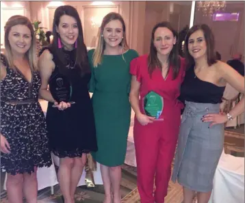  ??  ?? The Kilcoole NS crew at the national awards in Kilkenny: Emer Fahy, Claire Bowden, Caoimhe Murphy, Pamela McDermott, and Claire Frawley.