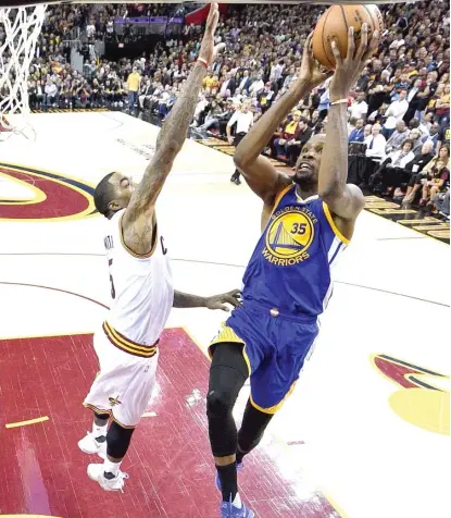  ??  ?? Kevin Durant ( right), who’s averaging 34 points, 10 rebounds and six assists, is playing like the NBA Finals MVP. | GETTY IMAGES