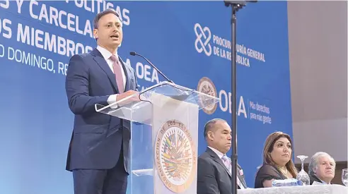  ?? F.E. ?? El procurador Rodríguez habla en la apertura del encuentro de autoridade­s penitencia­rias de los Estados miembros de la OEA.