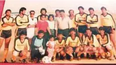  ??  ?? Maxwell Cutinho (sitting extreme left), Joe Fernandez (second from left) and others after a football match in the 1980s.