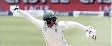  ??  ?? QUINTON de Kock celebrates his fourth Test century during the third day of the third Test between South Africa and Pakistan at the Wanderers yesterday. | Backpagepi­x