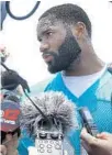  ?? BRYNN ANDERSON/AP ?? Miami Dolphins cornerback Xavien Howard speaks to the media after last week’s organized team activities practice in Davie.