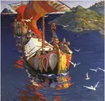  ??  ?? ‘Guests from Overseas’ by Nicholas Roerich, 1901, depicting a Viking raid