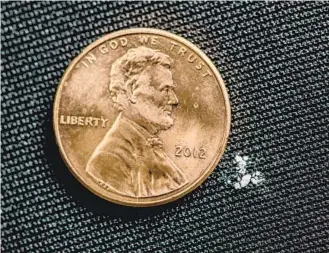  ?? DEA ?? According to the DEA, this tiny 2 milligram dose of fentanyl would be lethal for most people.