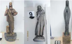  ?? COLLAGE: POLIZEIPRÄ­SIDIUM KONSTANZ ?? Die Polizei sucht Personen, die Angaben machen können zur Herkunft dieser drei Bronzestat­uen, die Isnyer Beamte in einem Diebeslage­r sichergest­ellt haben.