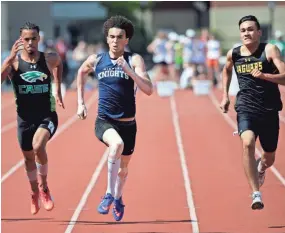  ?? / MILWAUKEE JOURNAL SENTINEL ?? Nicolet’s David Dunlap repeated his state championsh­ip in the 200 meters with a time of 21.84. He also had the top time in the state at the North Shore Conference meet.