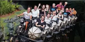  ?? UNIVERSAL ORLANDO VIA THE NEW YORK TIMES ?? In a photo provided by Universal Orlando, Riders on Hagrid’s Magical Creatures Motorbike Adventure. This roller coaster season brings record-breaking new thrills and state-of-the-art technology, but it also includes a bit of simple, enjoyable tradition.
