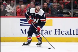  ?? NICK WASS — THE ASSOCIATED PRESS FILE ?? Washington Capitals defenseman Joel Edmundson (6) plays during the second period of an NHL hockey game against the Montreal Canadiens, Tuesday, Feb. 6, 2024, in Washington. The Toronto Maple Leafs joined the NHL trade deadline party Thursday, March 7, 2024, by acquiring defenseman Joel Edmundson from the Washington Capitals.